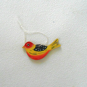 Christmas Bird Ornament,wood, hand painted, unique
